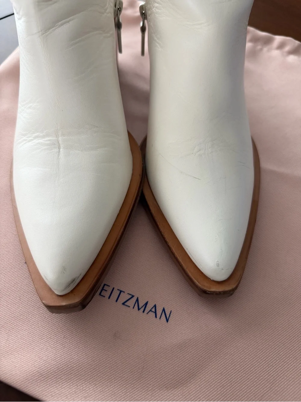 Stuart Weitzman White Maven Leather Western Booties